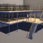 Vue 3D d'une plateforme de stockage industrielle