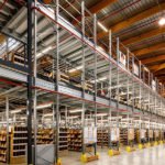 Stockage industriel sur plateforme montée sur rayonnage
